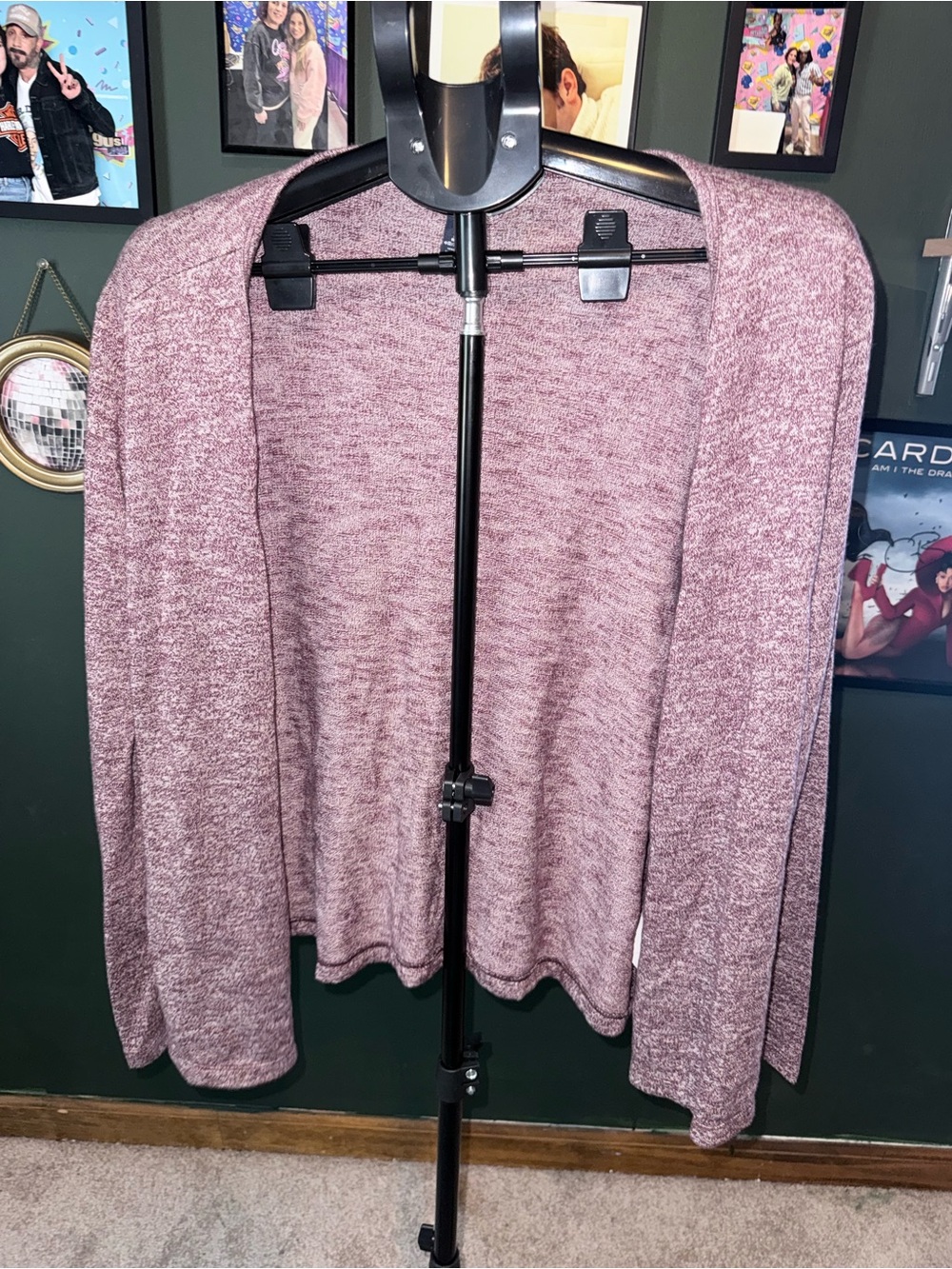 GAP Open-Front Cardigan in Heathered Mauve